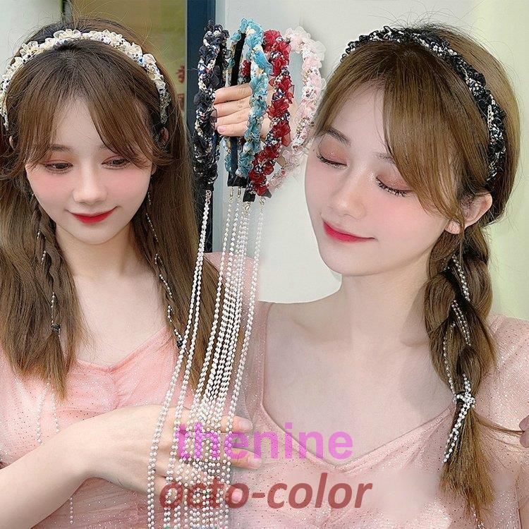 カチューシャ レディース ヘアアクセサリー 髪飾り おしゃれ 花柄 ヘッドアクセサリー リボン パール フェミニン ガーリー レッド ブルー 魅力的| faa54 min