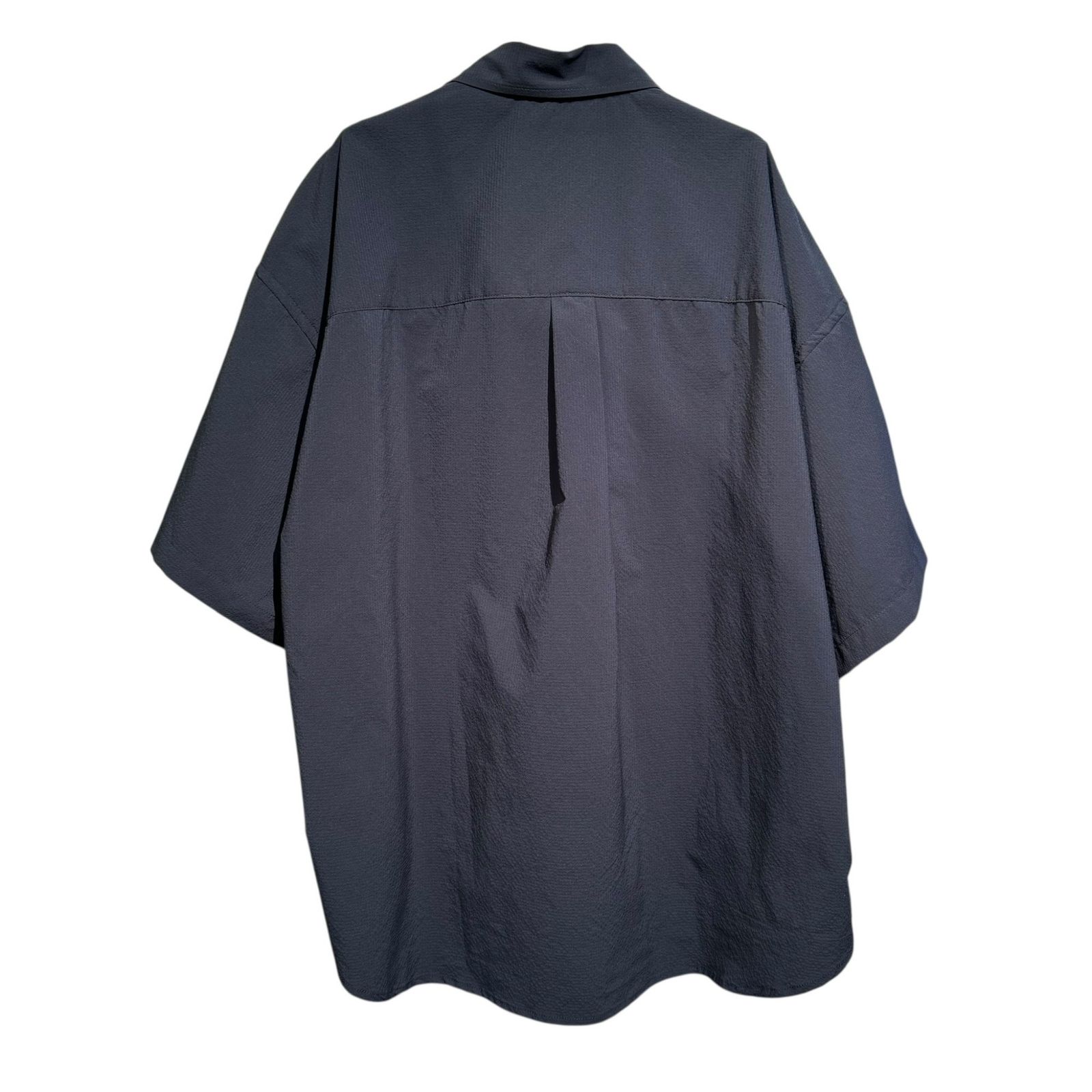 BAMBOO SHOOTS バンブーシュート × is-ness | Short Sleeve Seersucker Work Shirt-Navy Shell メンズ ネイビー L