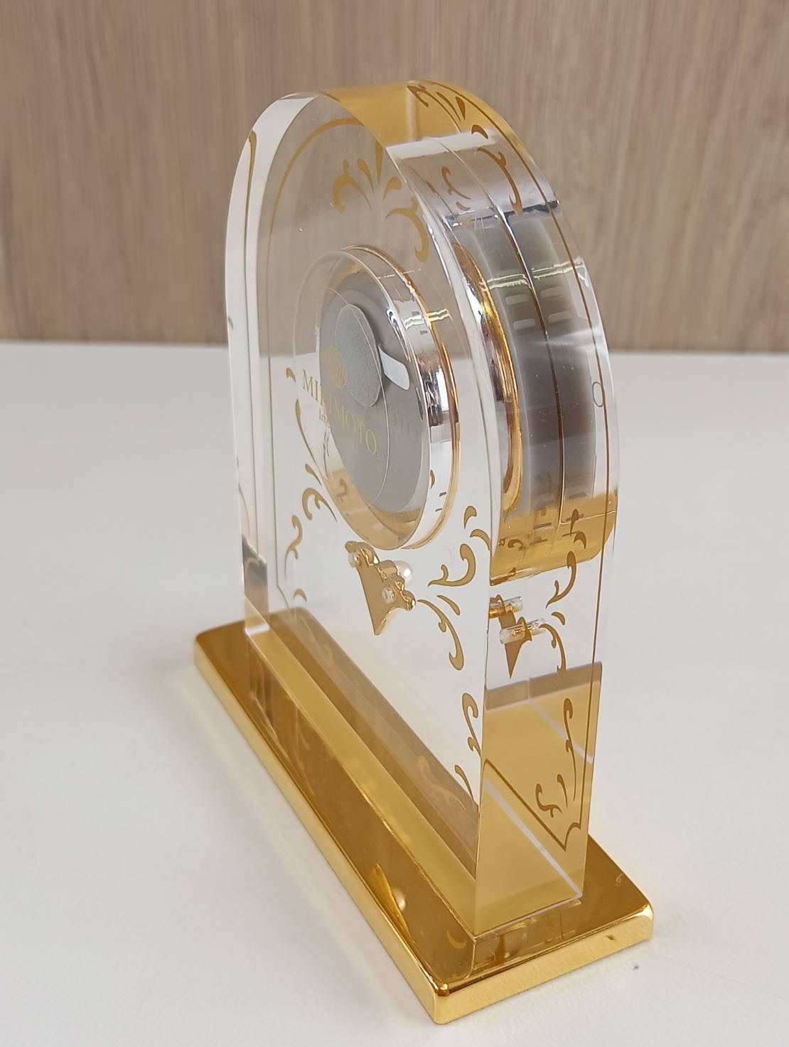 美品！MIKIMOTO ミキモト 置時計 クオーツ クリスタル 2P真珠パール