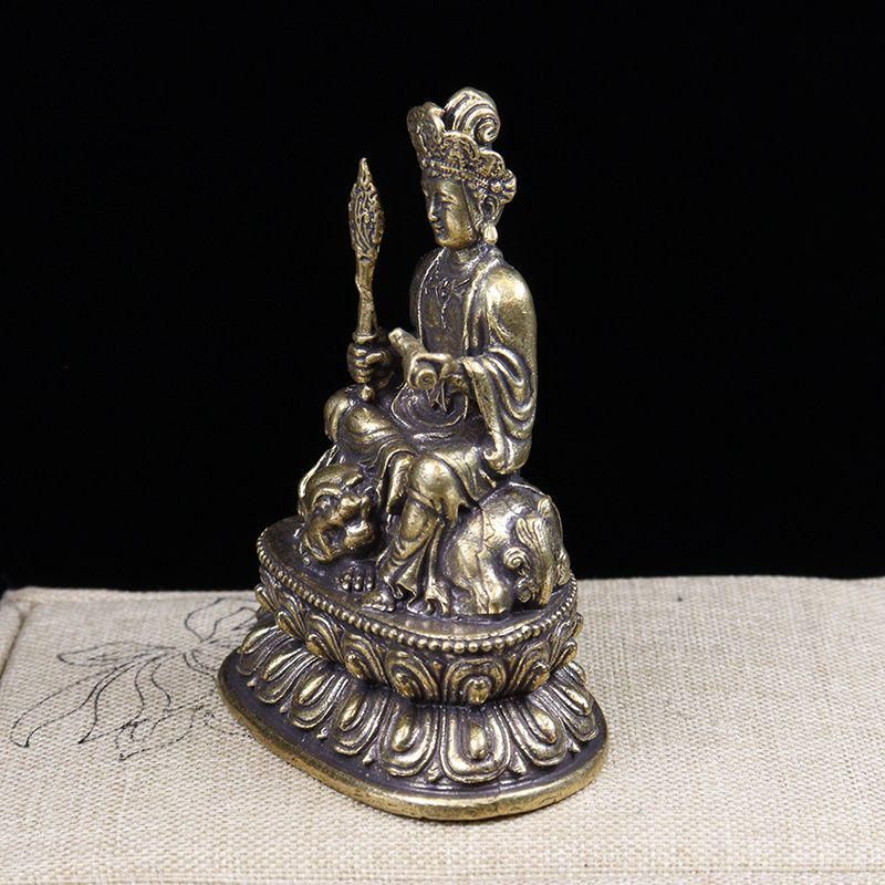 銅製 文殊菩薩仏 装飾品 工芸品 美術品 置物 銅像 仏像 文殊菩薩 観音菩薩 仏像装飾品 工芸品 置物 - メルカリ