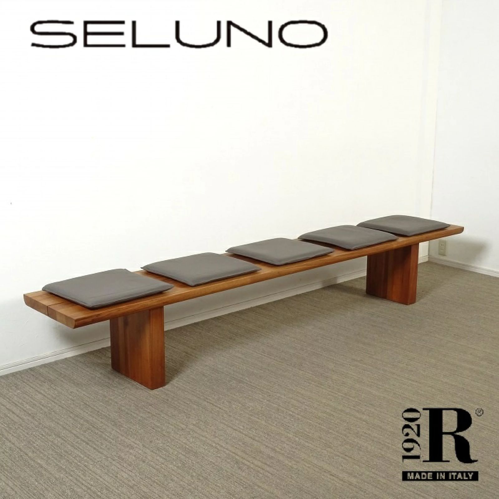 ◾︎SELUNO◾︎ 展示 Riva1920 リーヴァ arflex取扱い | CELERINA セレリナ ベンチ W2800 本革シートパッド付き | ウォールナット無垢材 90万 v709