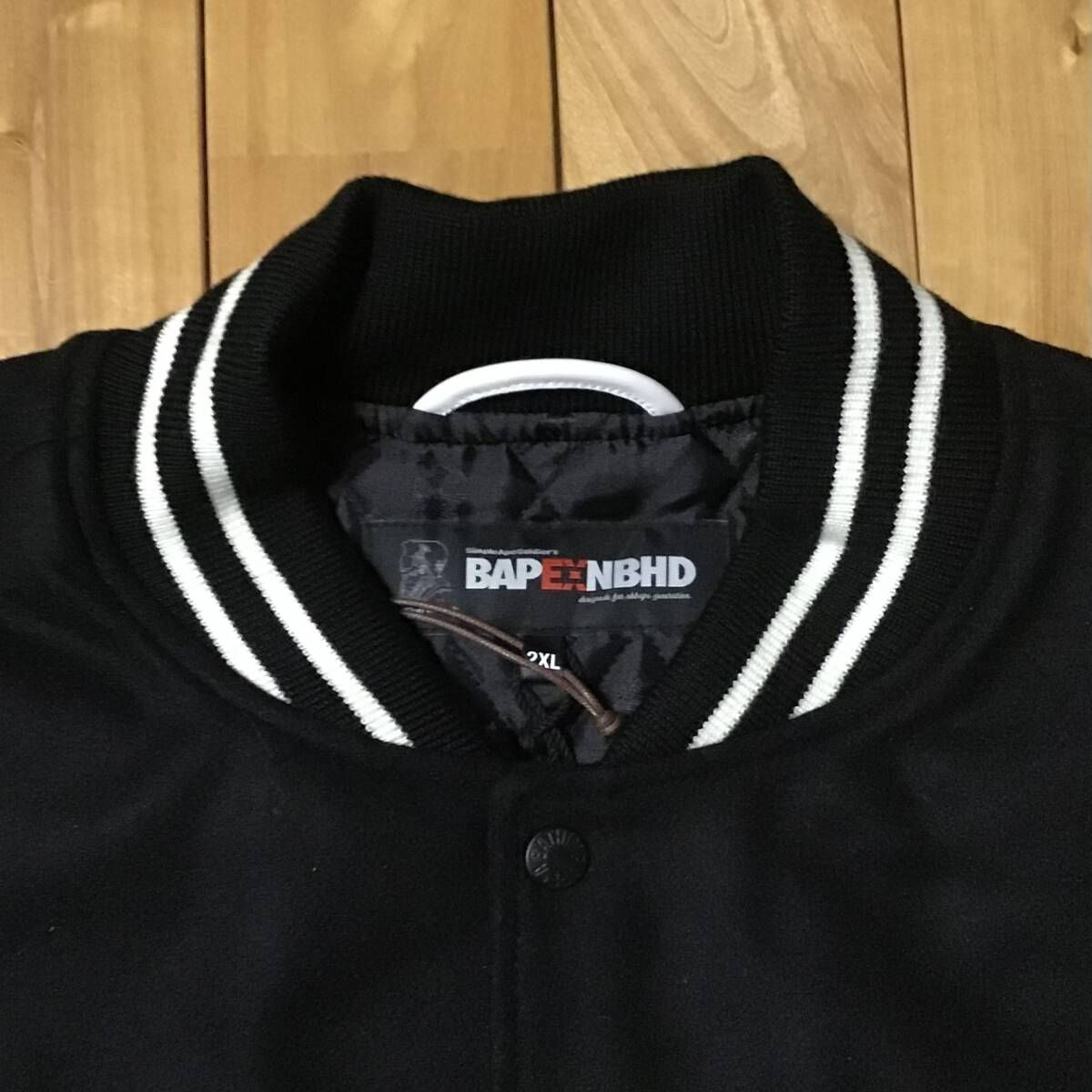 ☆新品☆ 2XL ネイバーフッド × BAPE 袖レザー スタジャン a bathing