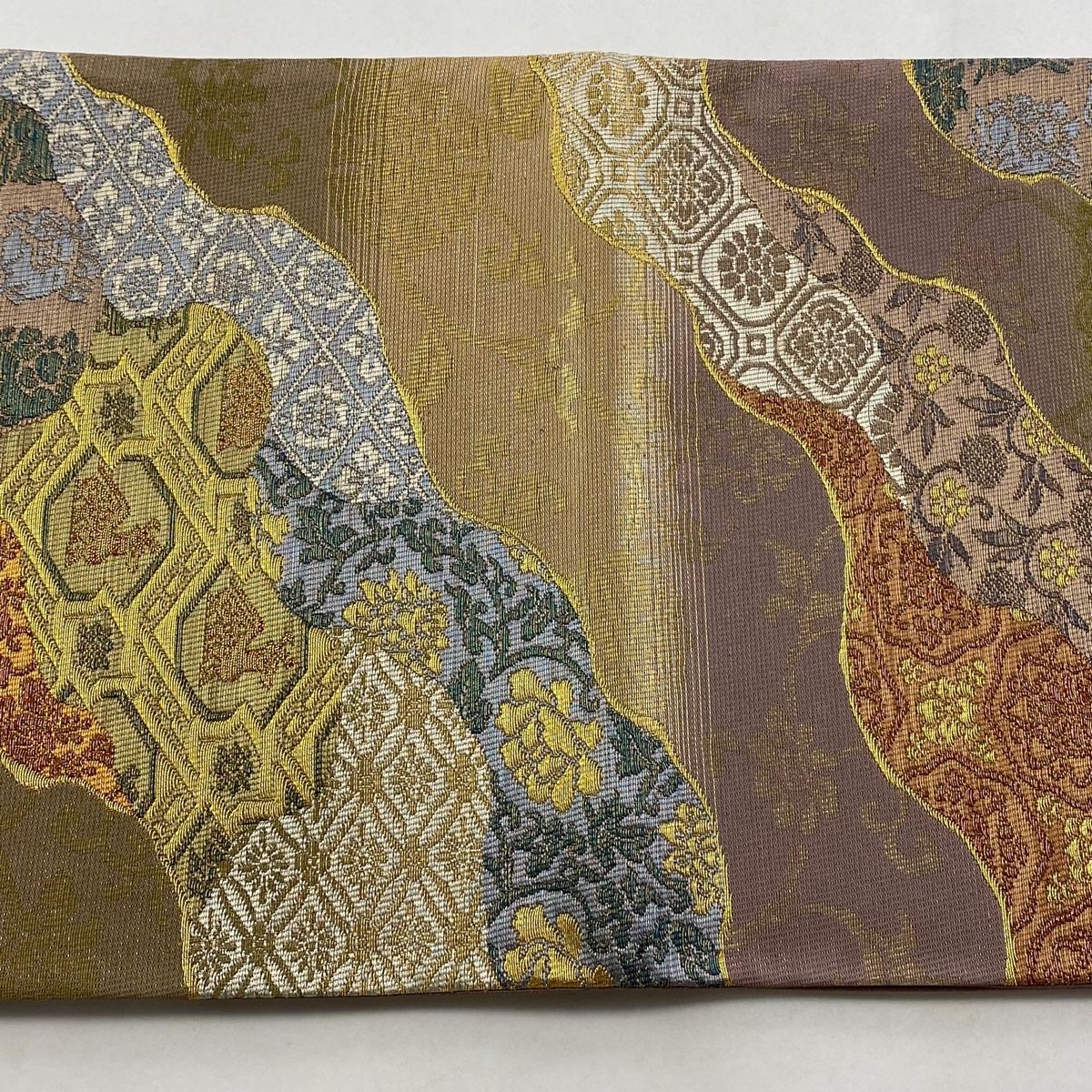 千地泰弘 天女 袋帯 麒麟 散華来迎の図 金糸 銀糸 正絹 ガード加工済 千地泰弘 天女 袋帯 麒麟 散華来迎の図 金糸 銀糸 正絹 ガード加工済