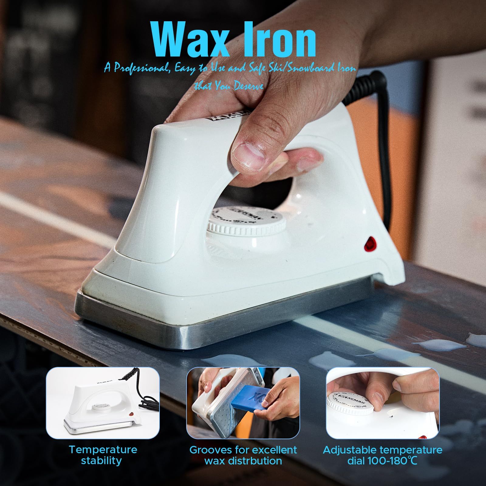 XCMAN スキー スノーボード &ワクシングキット ワクシングアイロン ユニバーサルワックス エッジチューナー ブラシ ワックススクレーパー Ptex付き