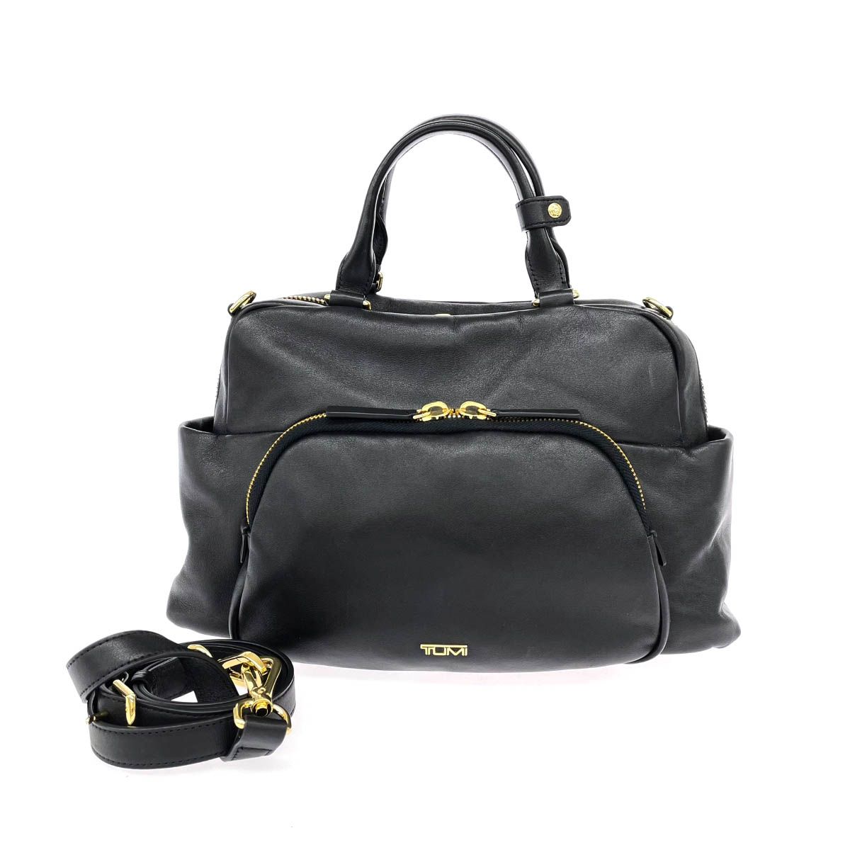 良好 TUMI トゥミ 2WAY ハンドバッグ ブラック レザー レディース 