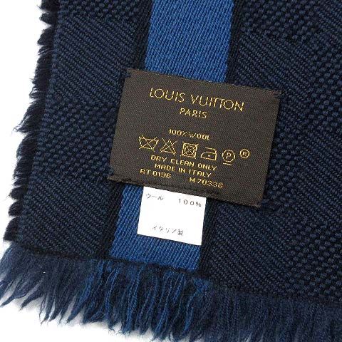 ルイヴィトンM70338 ダミエ エシャルプ メサジェ マフラー イタリア製 紺 ルイヴィトン LOUIS VUITTON ダミエ エシャルプ メサジェ