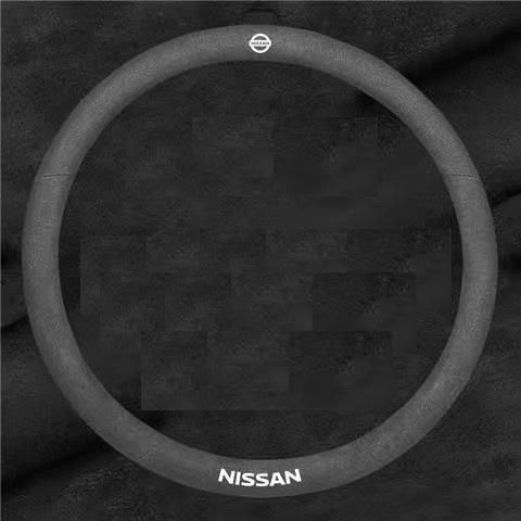 日産 NISSANハンドルカバー ステアリングカバー ハンドル保護 コンパス 滑り止め 専車ロゴ 38CM O型ブラック アルカンターラ調 aaec qtm