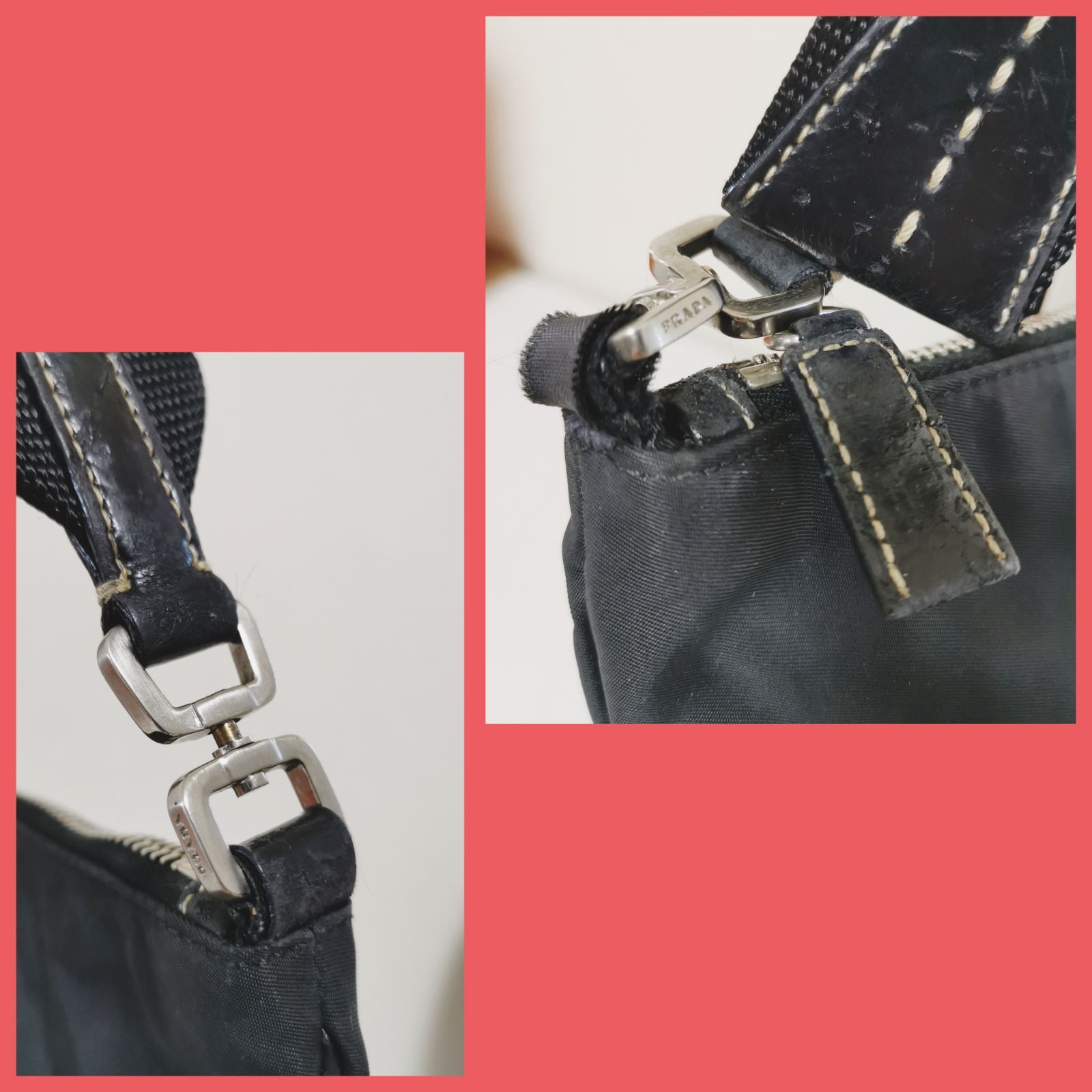 正規品】プラダPRADA 斜めがけショルダーバッグ ポコノ黒 白タグあり 