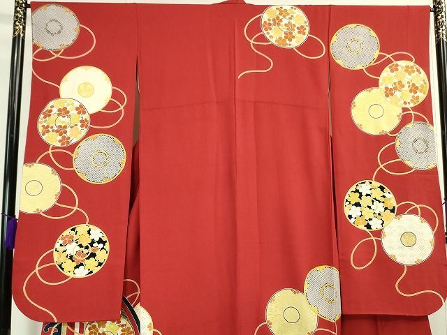 平和屋本店■極上　創業460年・千總　振袖　駒刺繍　鏡裏花文　金彩　逸品　DZAA1941kh4 平和屋本店□極上 創業460年・千總 振袖 駒刺繍 鏡裏花文 金彩 逸品