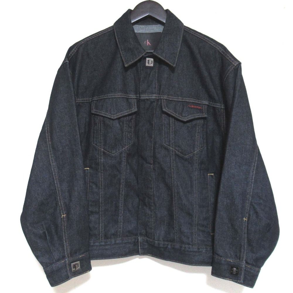 24AW Calvin Klein カルバンクライン ターンロック デニムトラッカージャケット Gジャン 40345MF XSサイズ インディゴブルー メンズ 古着
