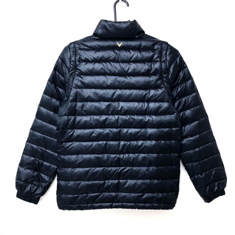 キャロウェイ 2WAYダウンジャケット 黒 地模様 ロゴ刺しゅう 袖着脱可