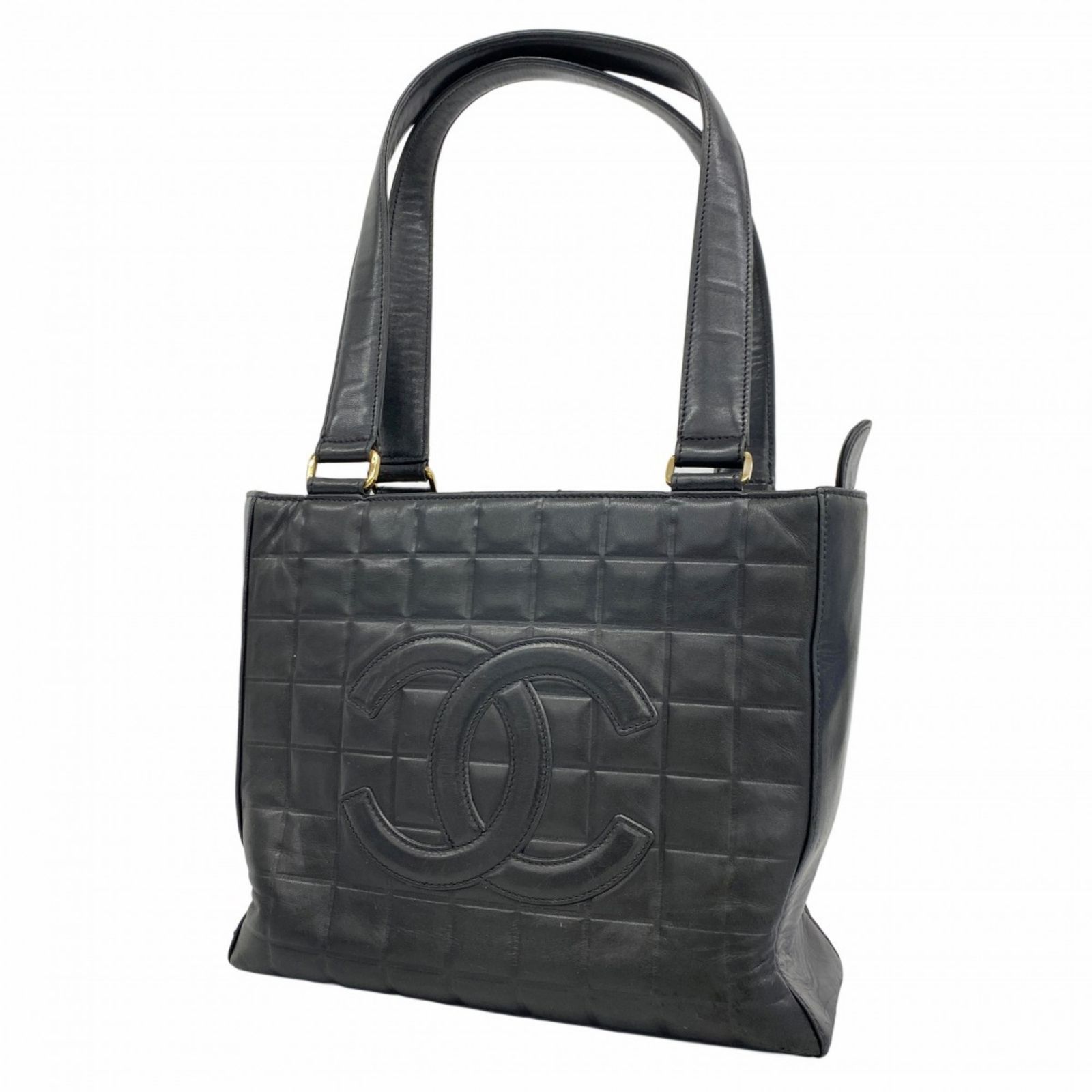 シャネル チョコバー グレインカーフトートバッグ チョコバー トートバッグ 黒 カーフレザー CHANEL シャネル