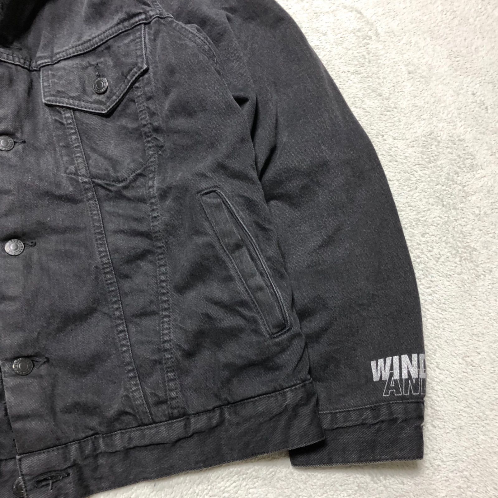 MINEDENIM × WIND AND SEA DENIM BOA GJKT デニムジャケット ボア ロゴプリント 2サイズ Gジャン トラッカー ジャケット ブラック 黒 マインデニム ウィンダンシー | Buyee, сервис закупок третьим лицом в  интернет-магазинах