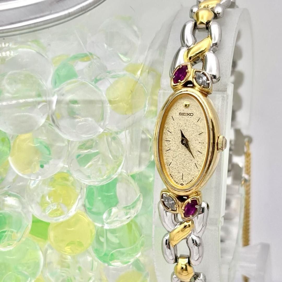 【美品/新品電池】 SEIKO カラーストーン ゴールド レディース 腕時計 新品電池】 SEIKO セイコー カラーストーン レディース 腕時計