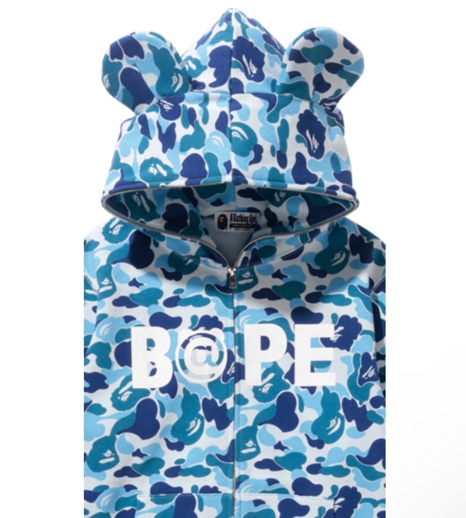 【M〜3XL】 A BATHING APE BAPE  エイプ ベイプ ABC CAMO SHARK FULL ZIP HOODIE シャーク フルジップ パーカー ベイビーマイロ トレーナー スウェット   迷彩 青 ブルー ベアブリック beabrick