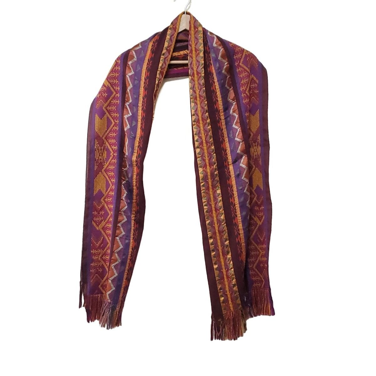 ETRO エトロストール シルク&ウール☆大判サイズ☆ピンクパープルカラー☆ ETRO(エトロ) ストール(ショール) - ボルドー×パープル×マルチ
