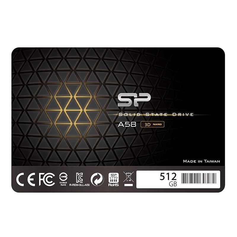 シリコンパワー512GB SSD 3D NAND A58 SLCキャッシュパフォーマンスブーストSATA III 2.5インチ内蔵SSD 7mm 512GBSS3A58A25 0