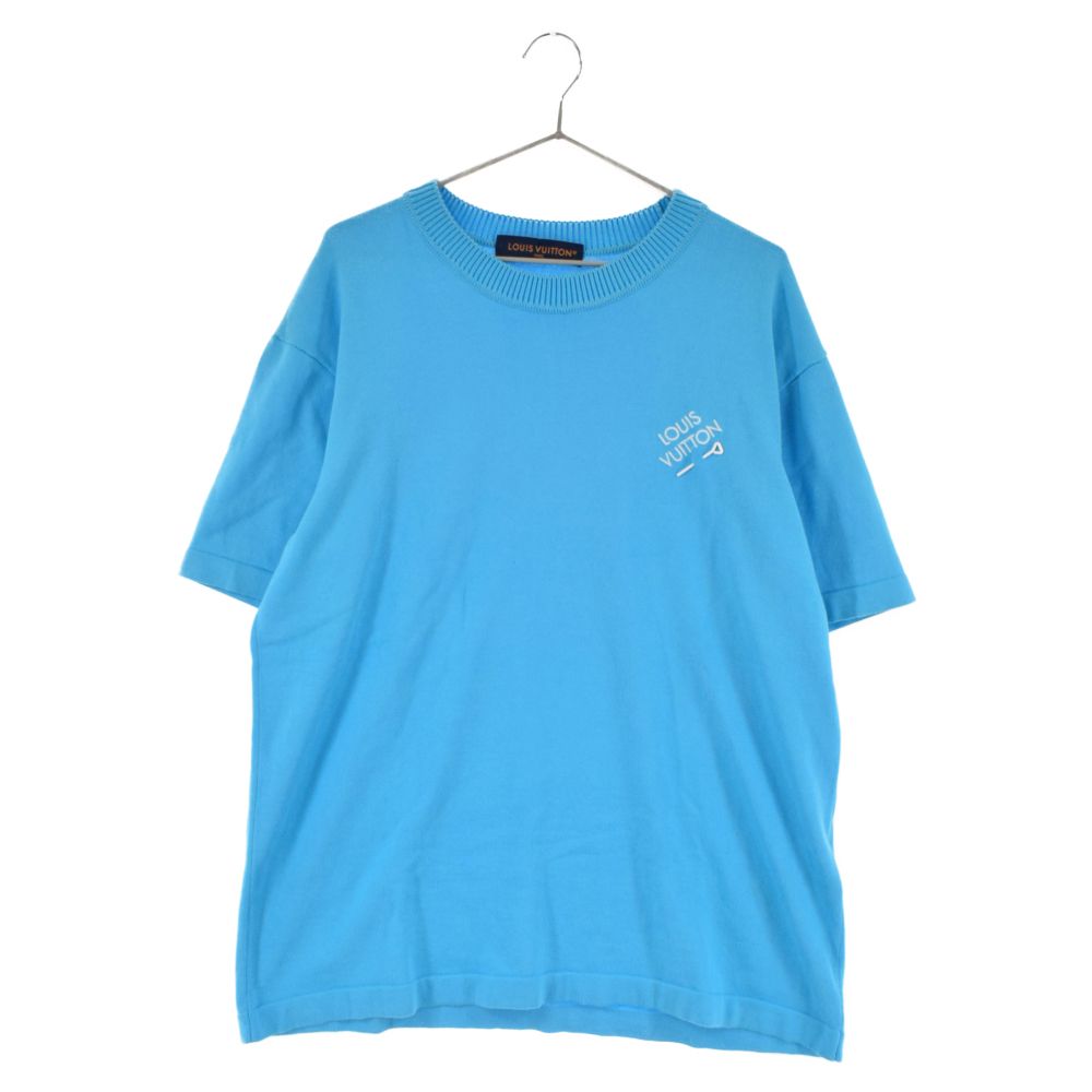 LOUIS VUITTON (ルイヴィトン) 23AW エンブロイダードシグネチャーショートスリーブクルーネック半袖Tシャツ ブルー RM232Q OY8 HNN42W
