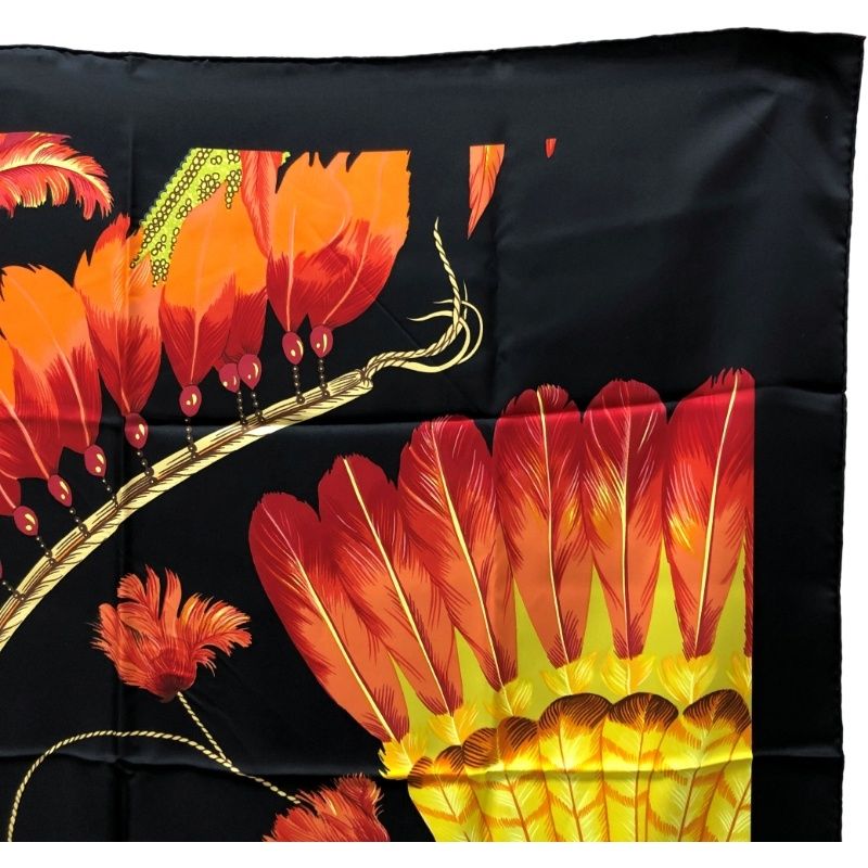 HERMES エルメス スカーフ カレ90 BRAZIL(detail) フェザー柄