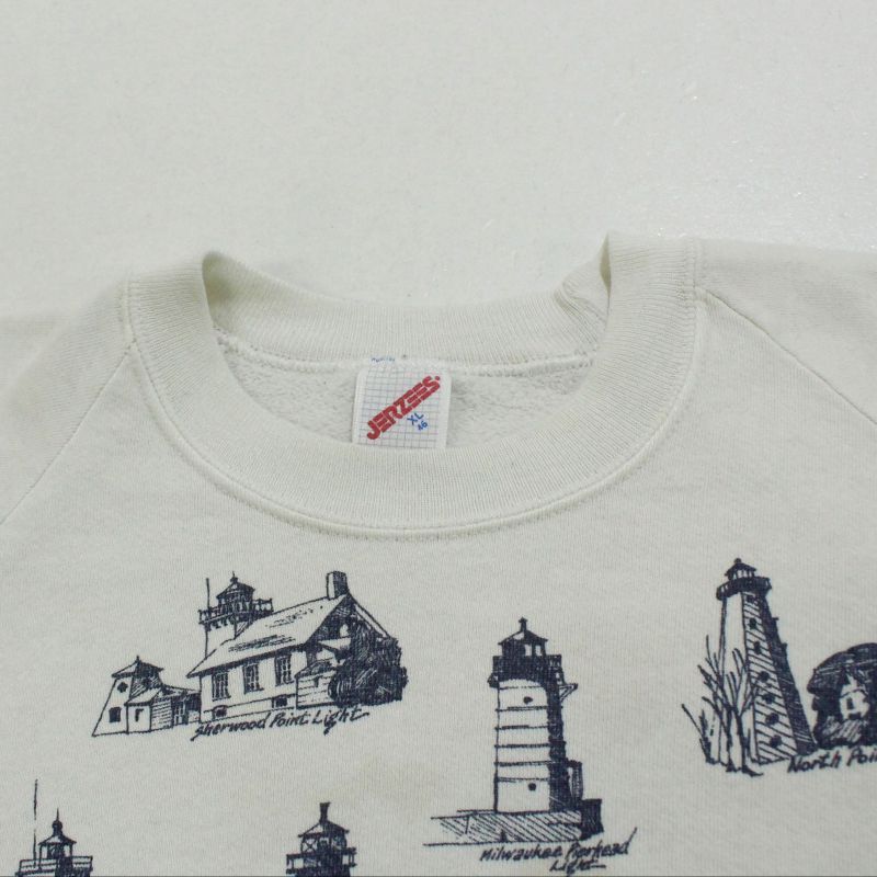 90s USA製 vintage JERZEES 総柄 ミシガンラグ MICHIGAN RAG