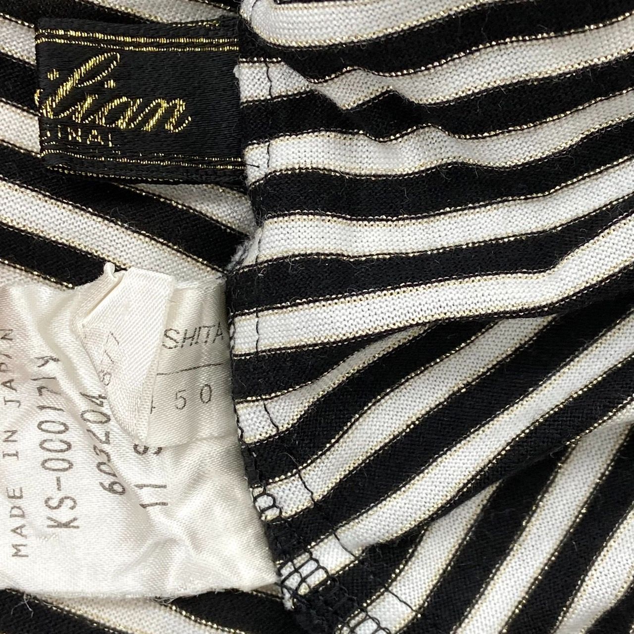Leilian レリアン 半袖Tシャツ サイズ13＋ ボーダー 黒 白 リボン ボーダー切替カットソー【Leilian WHITE LABEL