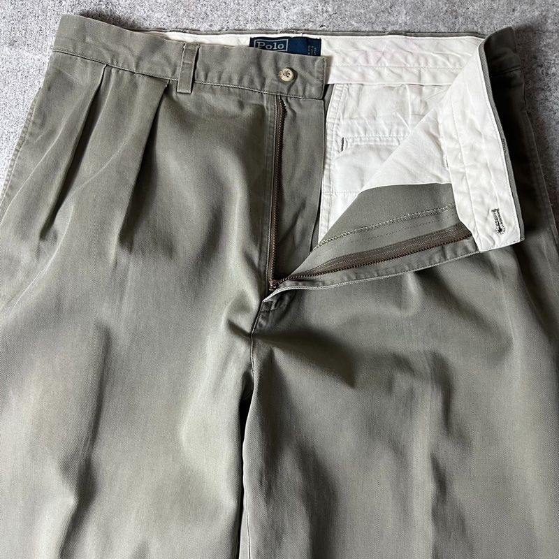 90s POLO RALPH LAUREN 2タック コットン チノ パンツ 34 29