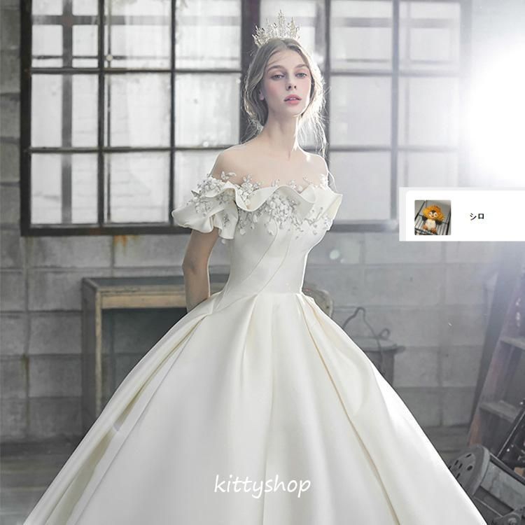 新品・未使用】ウェディングドレス サテン ドレス 高級感 結婚式
