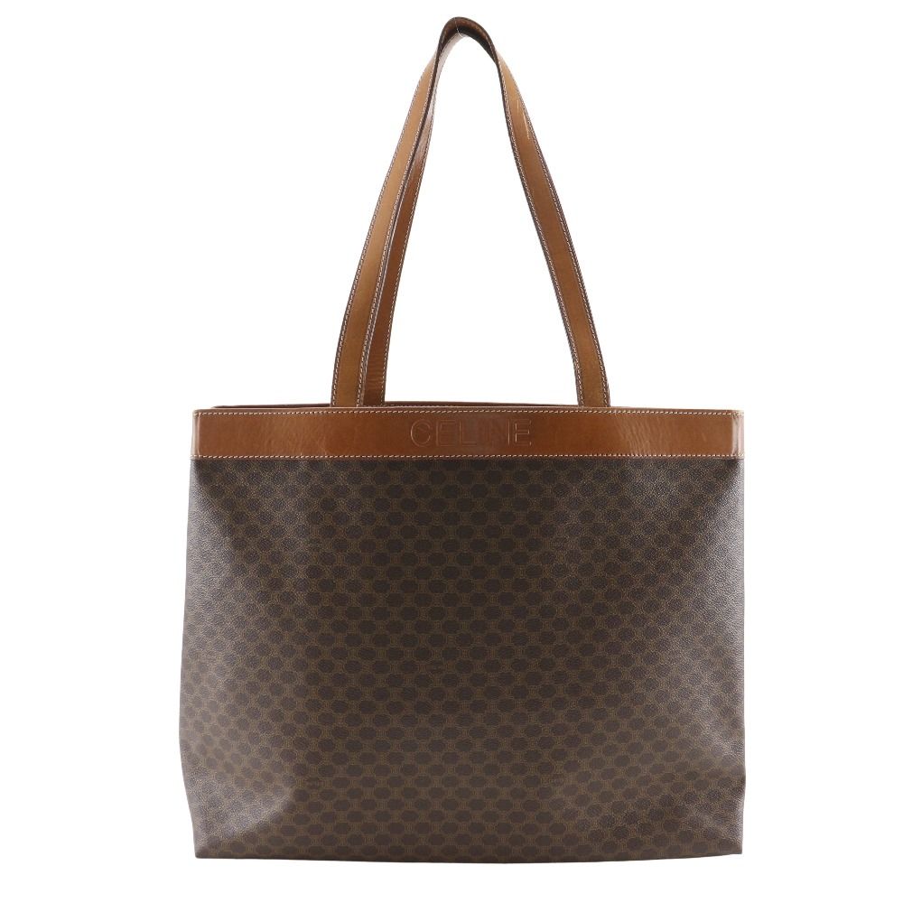 CELINE マカダム ロゴ　トートバッグ　PVC レザー　トリオンフ A4可 良品】セリーヌ トートバッグ PVC レザー マカダム柄 トリオンフ