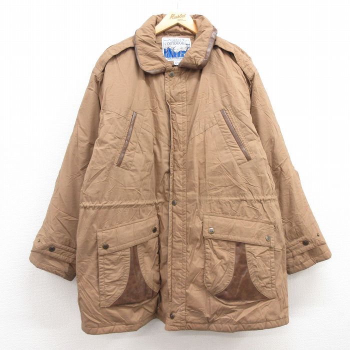 XL/古着 長袖 ダウン ジャケット メンズ 90s ロング丈 茶他 ブラウン 内側キルティング spe 25jan24 中古 アウター