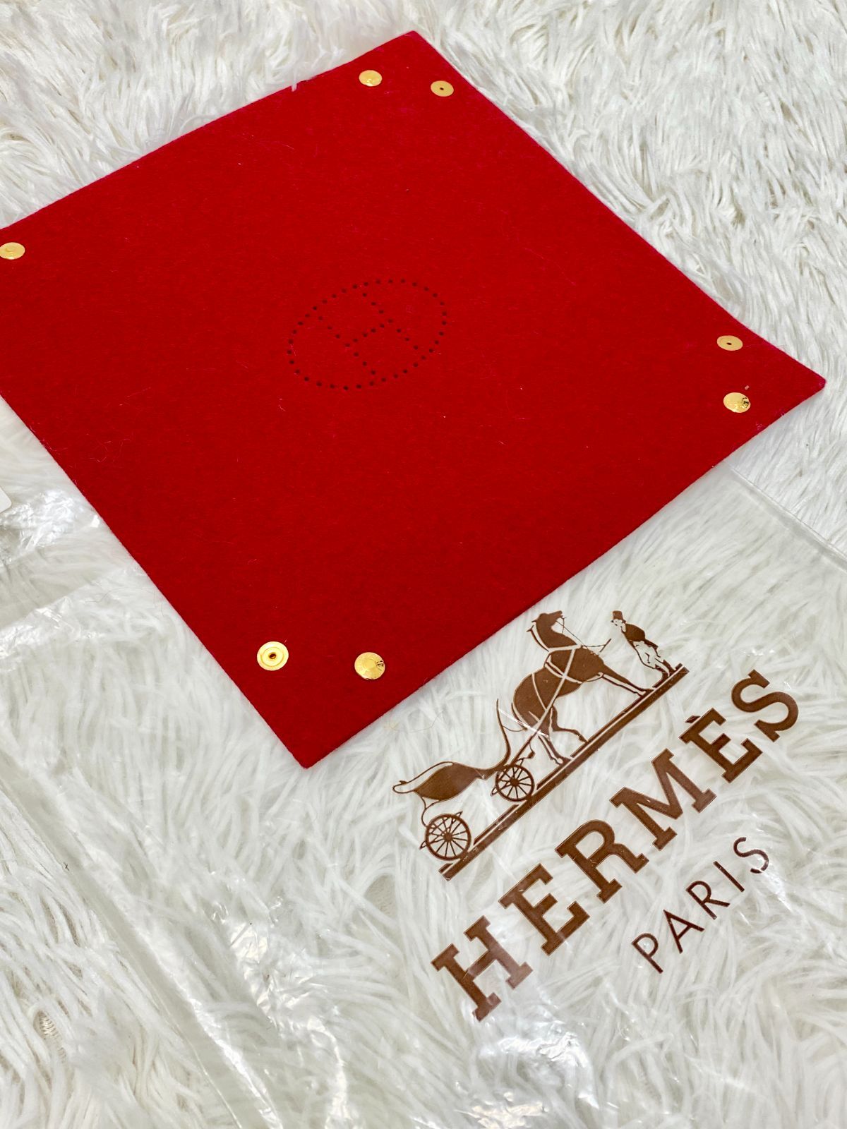 ◆HERMES◆エルメス◆ヴィドポッシュ◆アクセサリートレイ◆ジュエリートレイ◆フェルト◆レッド◆