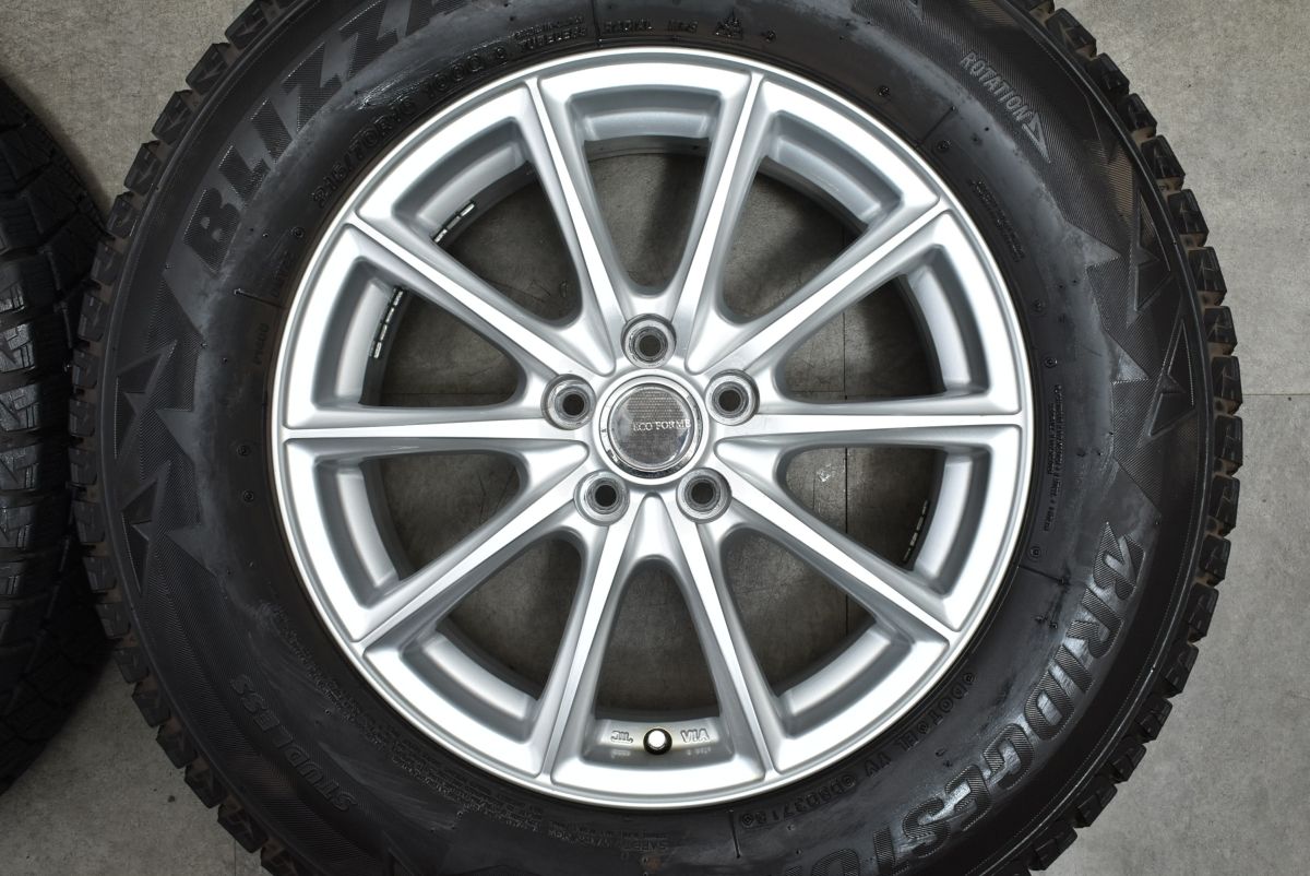 【良好品】エコフォルム 16in 6.5J +46 PCD100 ブリヂストン ブリザック DM-V2 215/70R16 フォレスター XV スタッドレス 即納可 送料無料