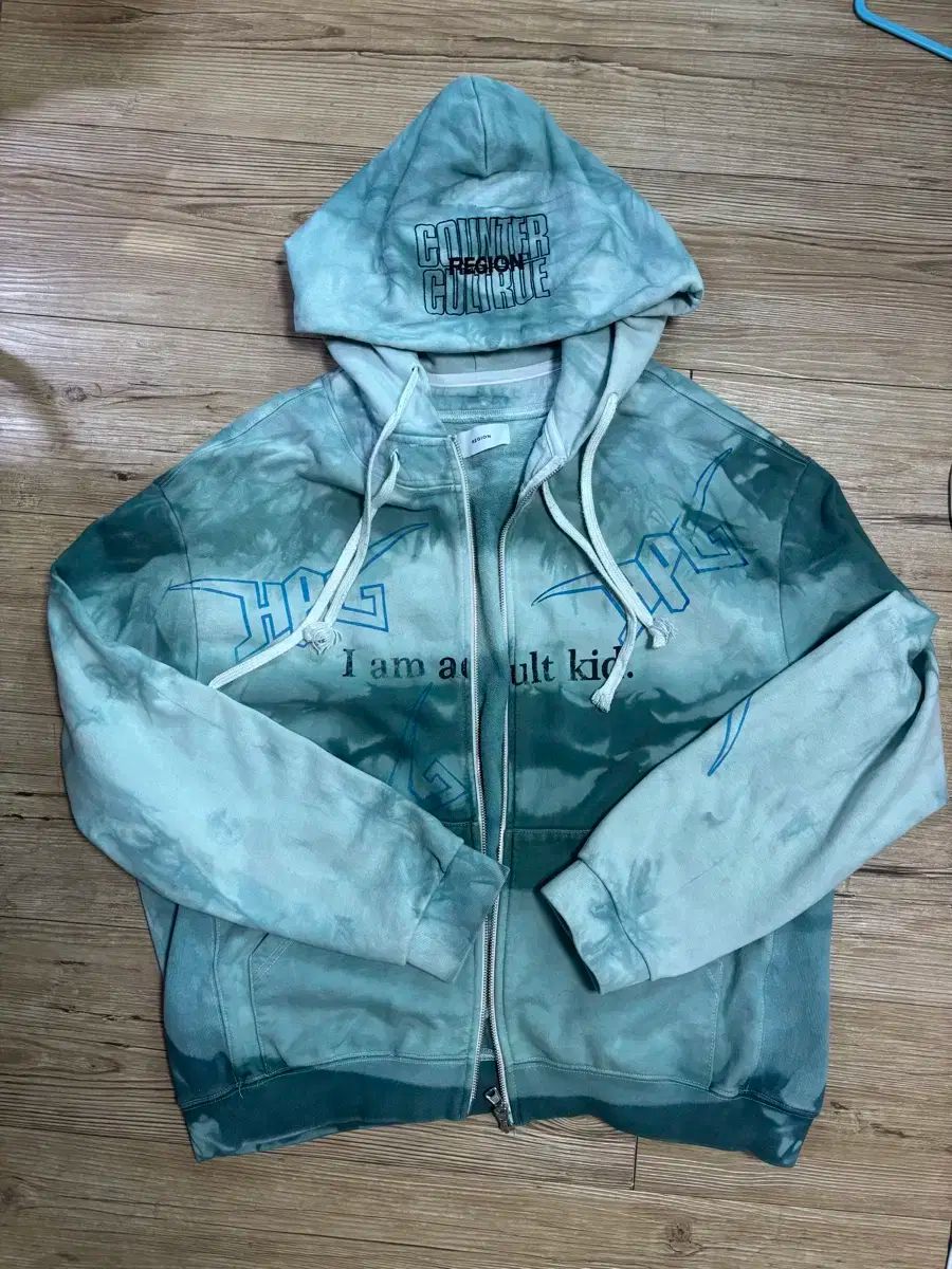 Resurrection フード付きジップアップパーカー REGION パーカー 「 RESURRECTION13」Hand Dyed Printing Hood