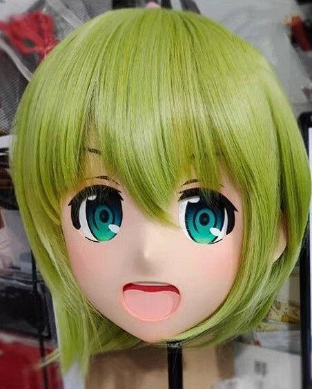 ハーフマスク 眼球付き カツラ付き NO.52 樹脂製 ヘッドロリータ人形 コスプレマスク 変身 仮装 着ぐるみ 二次元美少女