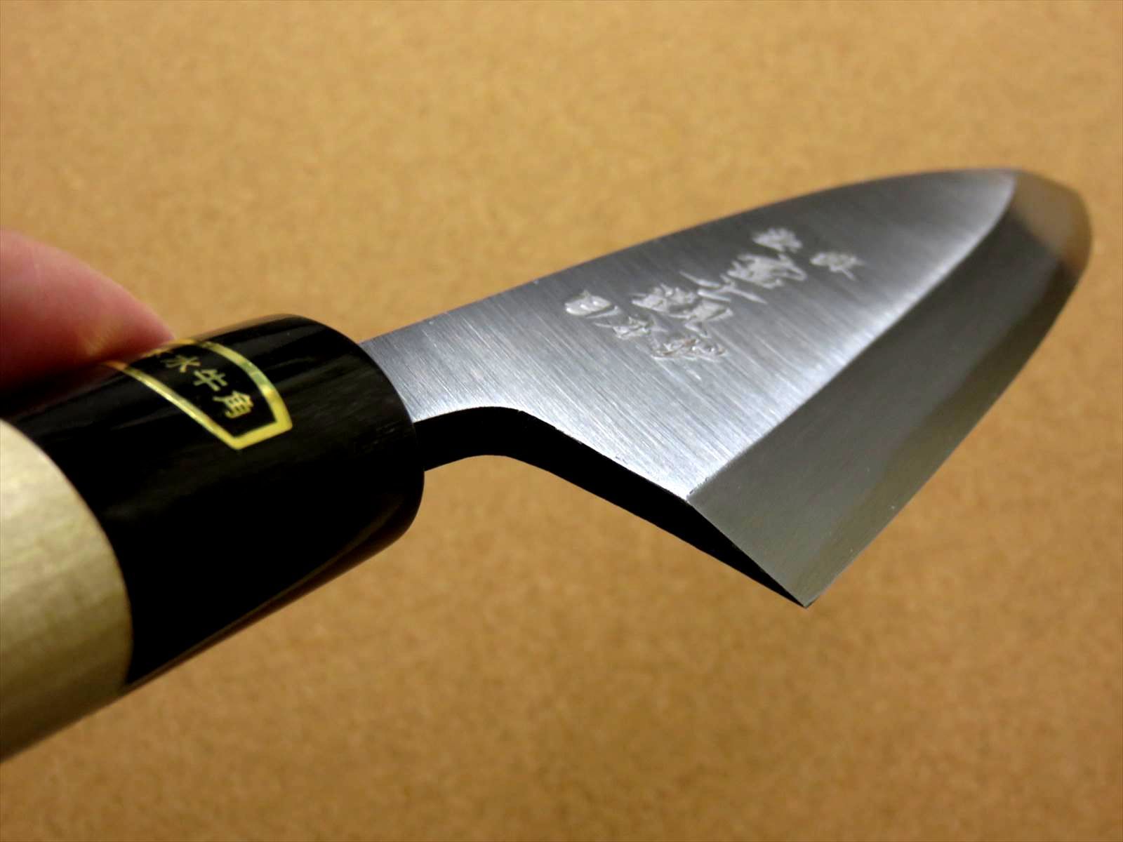 関の刃物 出刃包丁 180mm 白紙3号 片刃 右利き 水牛角口金付 魚 肉解体