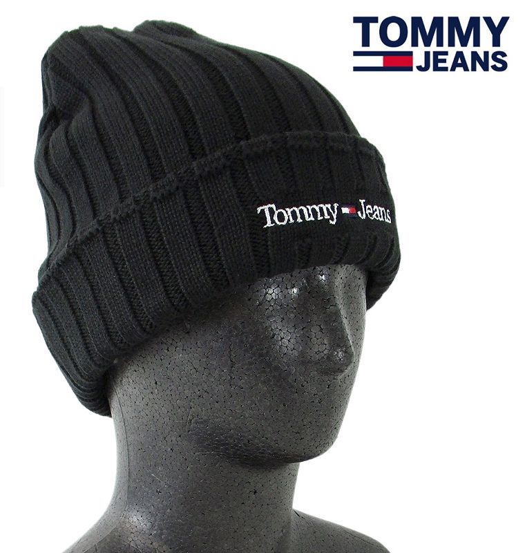 海外限定  JEANSトミージーンズ リブニットロングビーニー 海外限定 TOMMY JEANSトミージーンズ リブニットロングビーニー