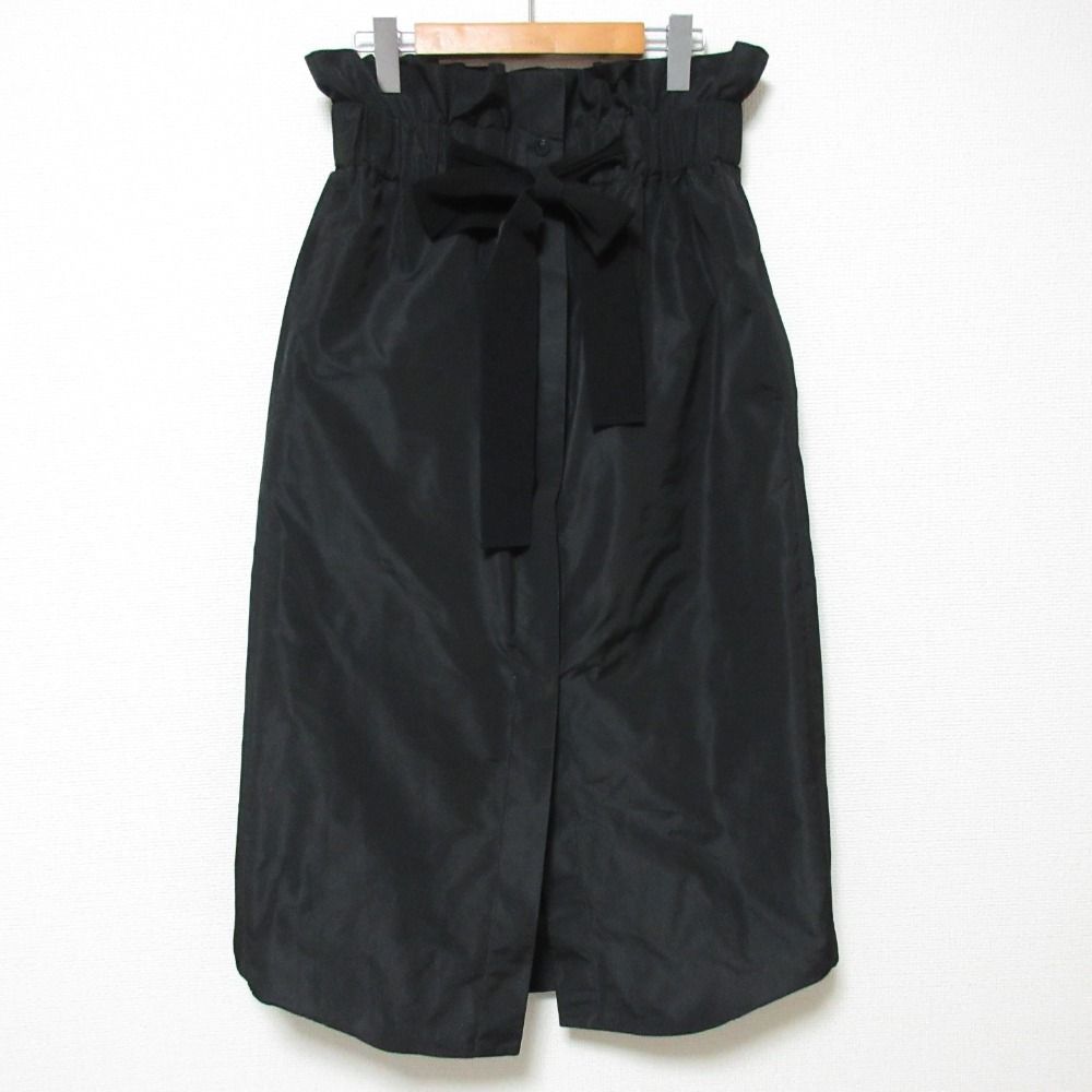 22AW PATOU パトゥ リボンベルト付き ミモレ丈 ハイウエスト スカート 22A-SK034-0011 サイズ36 ブラック レディース 古着