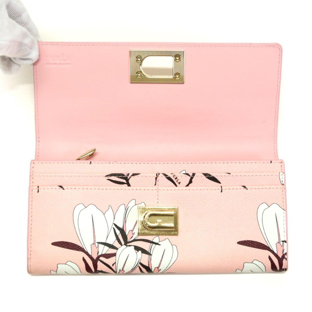 フルラ FURLA 長財布 PVC / レザー アーチロゴ マグノリア柄 花柄 