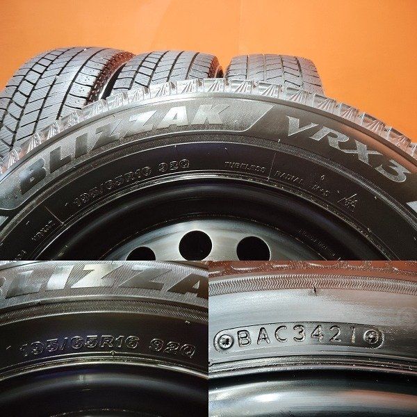 【BS BLIZZAK VRX3 195/65R16】スタッドレス【トヨタ ライズ 純正ホイール 16インチ 6J4HPCD100+40】21年製 バリ溝 ロッキーにも　(KTL402) BS BLIZZAK VRX3 195/65R16】スタッドレス【トヨタ ライズ 純正