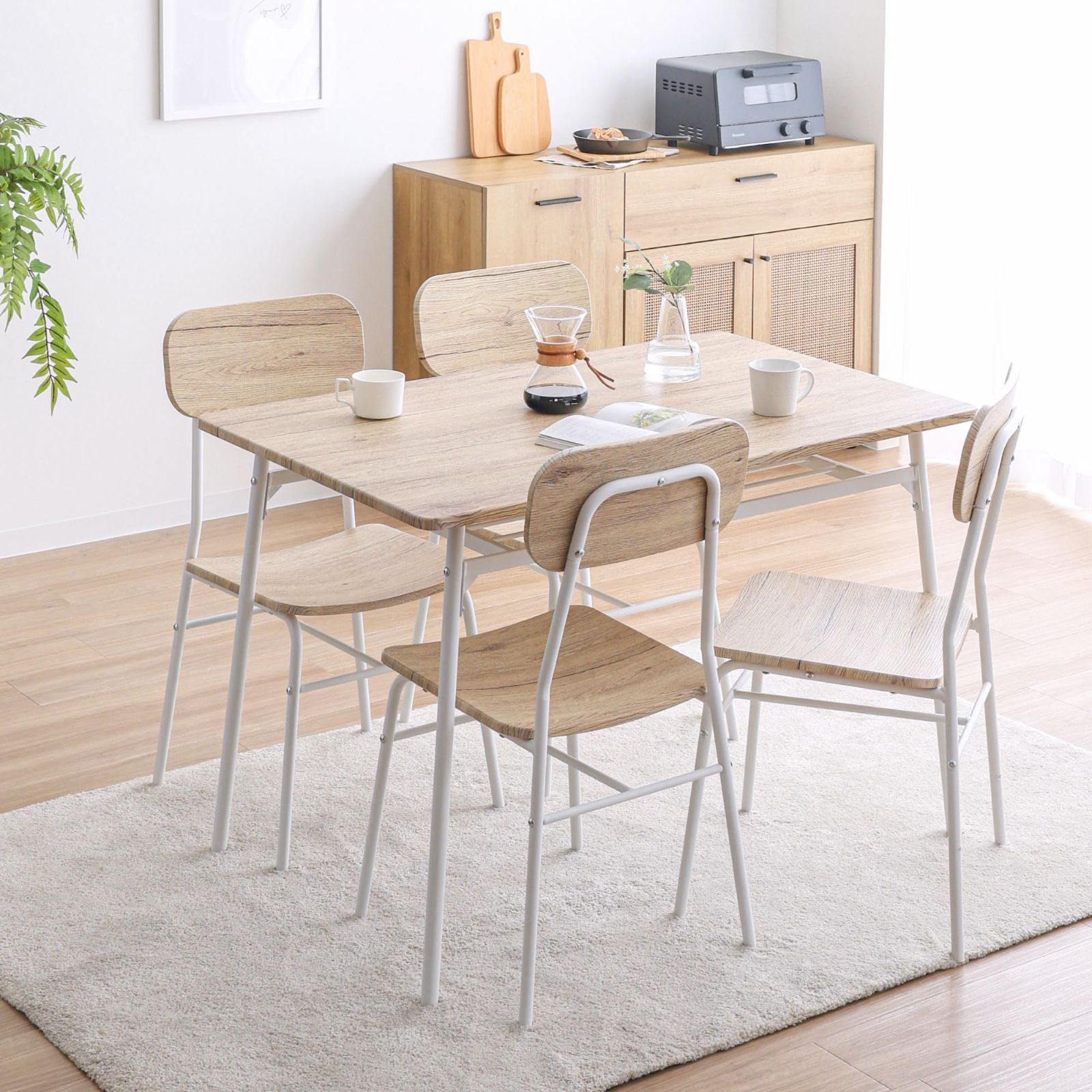 【数量限定】ダイニングテーブル 4人用 幅110cm 4人 食卓 おしゃれ モダン テーブルセット スタイリッシュ カフェ風 ダイニング 木目調 Fesro 5点セット VENTOTA Fesro NA