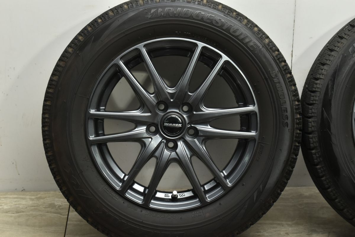 【美品】WAREN 15in 6J +48 PCD100 ブリヂストン ブリザック VRX 195/65R15 プリウス カローラツーリング/スポーツ インプレッサ 送料無料