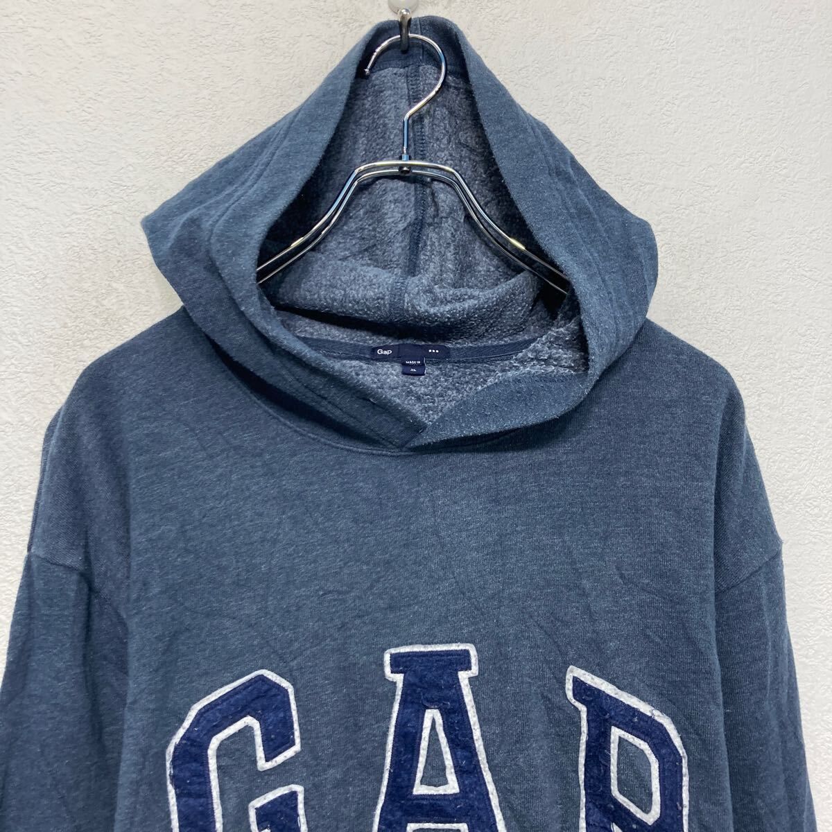 Gap プリント スウェット パーカー ギャップ XL ネイビー プルオーバー ビッグサイズ 裏起毛 古着卸 アメリカ仕入 a610-5085