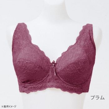 TAMURA yauco 脇高ワイヤー入り フルカップブラジャー プラム E85