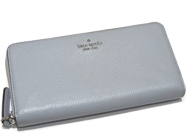 美品☆ケイトスペード☆ラウンドファスナー長財布 グレー レザー キルティング kate spade NEW YORK ケイトスペード 財布 レディース 長財布