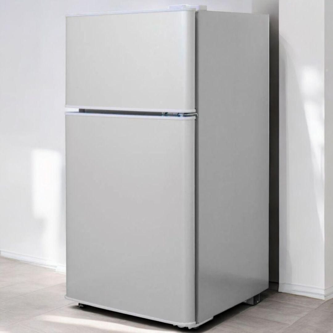 小型冷蔵庫 60L シルバー 2ドア 静音 省エネ 右開き