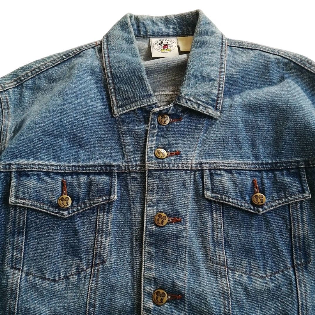 90年代 Mickey&Co. ディズニー デニムジャケット Gジャン ミッキー 型