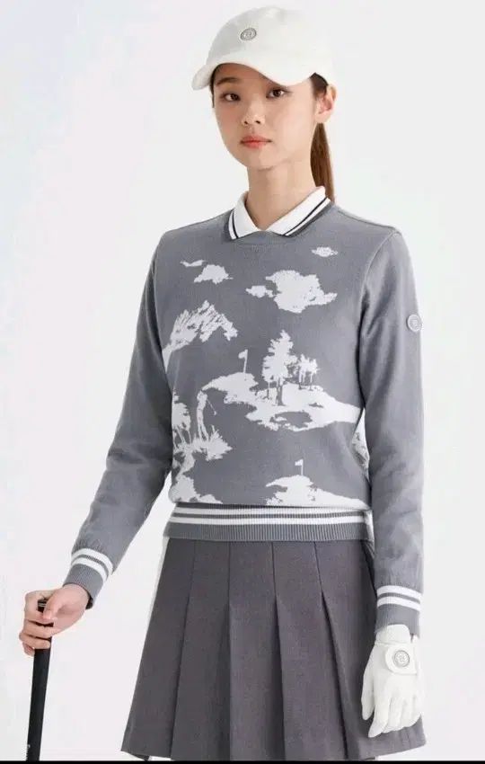 BEANPOLEGOLF ビンポールゴルフ グレー 防風 グラフィック ニット