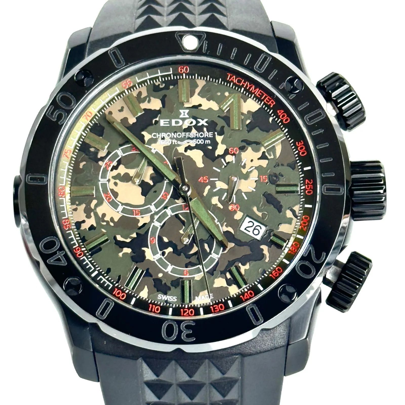 美品】EDOX クロノグラフ クロノオフショア1 カモフラ 迷彩 限定500本
