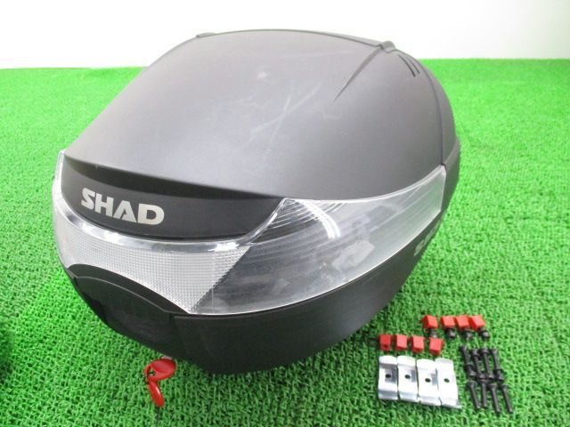 SHAD製 リアボックス 社外 中古 バイク 部品 トップケース 鍵 ベース付き 割れ欠け無し 奇麗 良品