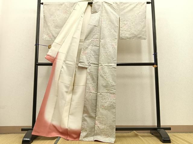 平和屋着物○本場大島紬 白大島 120亀甲 草花文 正絹 逸品 未使用