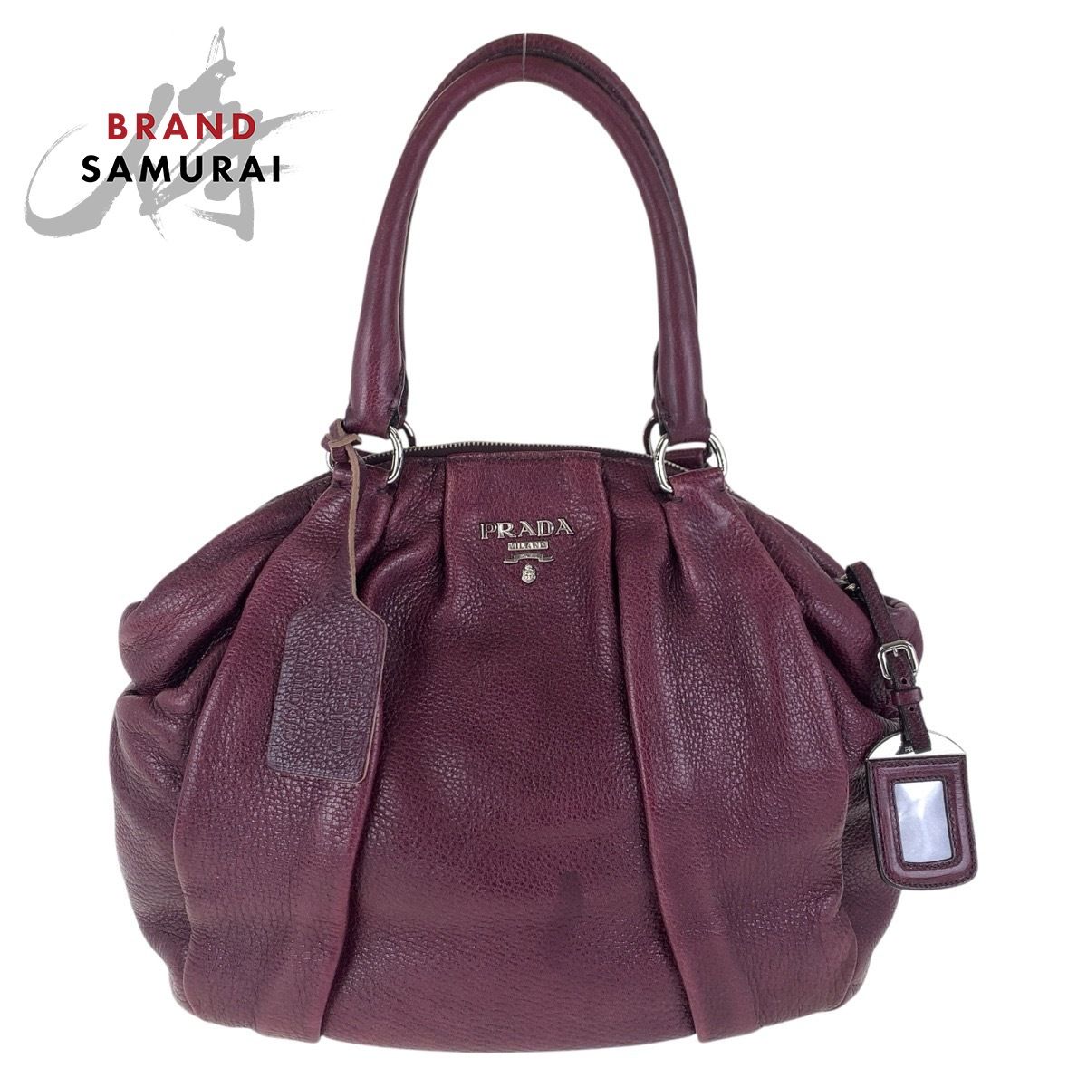 PRADA プラダ ヴィッテロダイノ パープル シルバー金具 レザー トート 